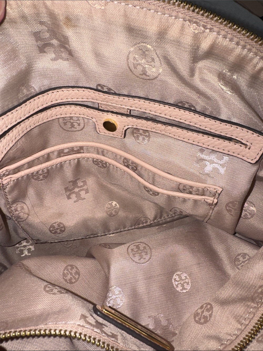 Tory Burch Thea Medium Pale Pink Pebbled Leather Satchel - Picture 13 of 13